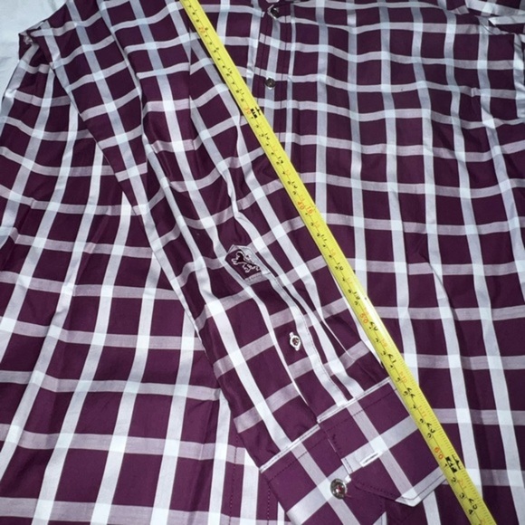 Bugatchi Shaped Fit Buttonup Graph Plaid Dress Shirt Embroidered Logo Sz M - Picture 6 of 14